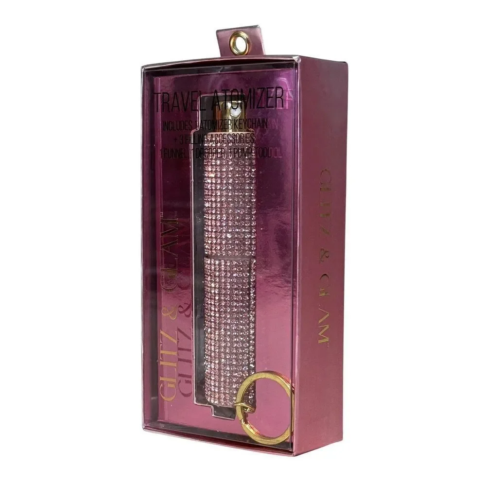 Glitz And Glam Pink Rhinestone Travel Atomizer With Keychain 8ml New In‎ Box